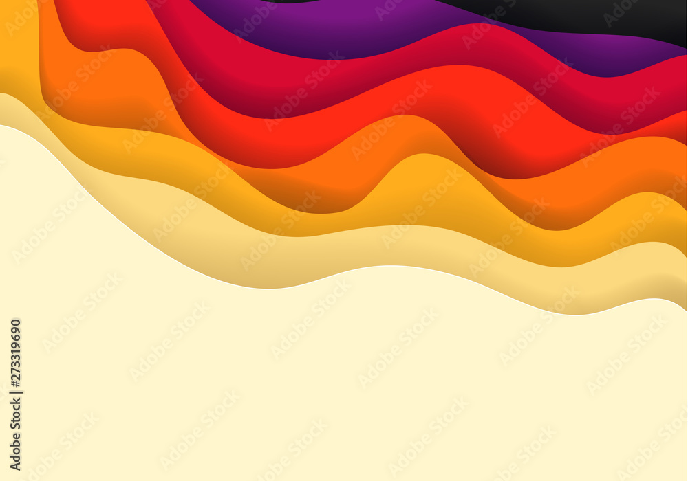 Aufkleber Abstract vector background with color paper waves