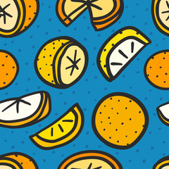 Seamless pattern with oranges. Vector background