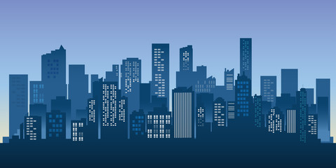 Buildings silhouette cityscape background. Modern architecture. Urban city landscape.