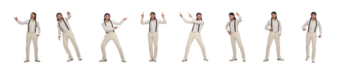 Man in funny concept isolated on white