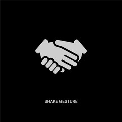 white shake gesture vector icon on black background. modern flat shake gesture from hands and guestures concept vector sign symbol can be use for web, mobile and logo.