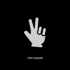Fototapeta na wymiar white two fingers vector icon on black background. modern flat two fingers from hands and guestures concept vector sign symbol can be use for web, mobile and logo.