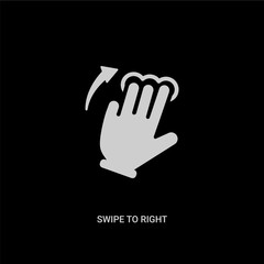 Fototapeta premium white swipe to right vector icon on black background. modern flat swipe to right from hands and guestures concept vector sign symbol can be use for web, mobile and logo.