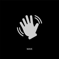 white wave vector icon on black background. modern flat wave from hands and guestures concept vector sign symbol can be use for web, mobile and logo.