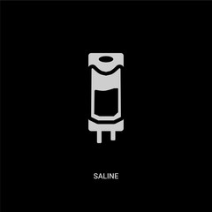 white saline vector icon on black background. modern flat saline from health and medical concept vector sign symbol can be use for web, mobile and logo.