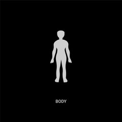 white body vector icon on black background. modern flat body from health and medical concept vector sign symbol can be use for web, mobile and logo.