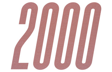Number 2000 with terracotta colored fabric texture on white background