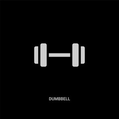 white dumbbell vector icon on black background. modern flat dumbbell from health and medical concept vector sign symbol can be use for web, mobile and logo.