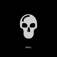 white skull vector icon on black background. modern flat skull from history concept vector sign symbol can be use for web, mobile and logo.