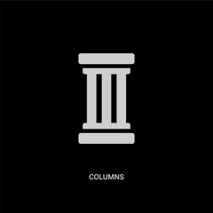 white columns vector icon on black background. modern flat columns from history concept vector sign symbol can be use for web, mobile and logo.