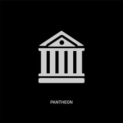 white pantheon vector icon on black background. modern flat pantheon from history concept vector sign symbol can be use for web, mobile and logo.