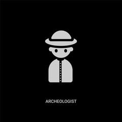 white archeologist vector icon on black background. modern flat archeologist from history concept vector sign symbol can be use for web, mobile and logo.