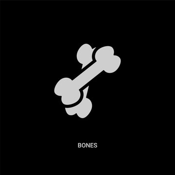 white bones vector icon on black background. modern flat bones from history concept vector sign symbol can be use for web, mobile and logo.