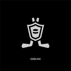 white emblem vector icon on black background. modern flat emblem from hockey concept vector sign symbol can be use for web, mobile and logo.