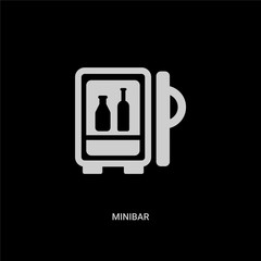 white minibar vector icon on black background. modern flat minibar from hotel and restaurant concept vector sign symbol can be use for web, mobile and logo.