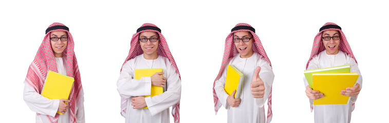 Arab student isolated on white