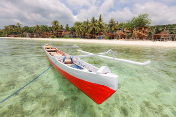 Indoneisa Fishermans boad and behind the boatbulder of Sulawesi