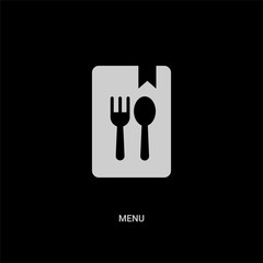 white menu vector icon on black background. modern flat menu from hotel and restaurant concept vector sign symbol can be use for web, mobile and logo.