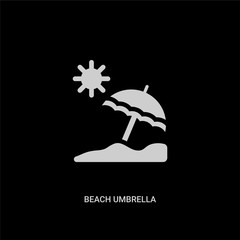 white beach umbrella vector icon on black background. modern flat beach umbrella from hotel and restaurant concept vector sign symbol can be use for web, mobile and logo.