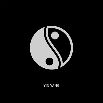 white yin yang vector icon on black background. modern flat yin yang from hotel and restaurant concept vector sign symbol can be use for web, mobile and logo.