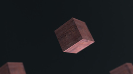 Gravity metal rust cube abstract background 3d animation
