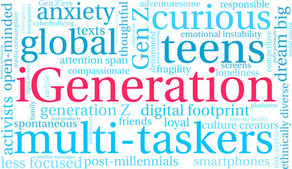 Obraz premium iGeneration Word Cloud on a white background. 