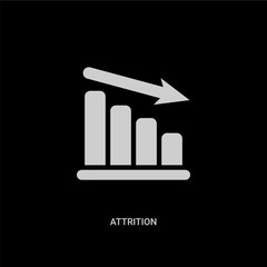 white attrition vector icon on black background. modern flat attrition from human resources concept vector sign symbol can be use for web, mobile and logo.