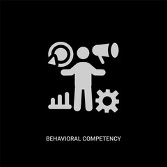 white behavioral competency vector icon on black background. modern flat behavioral competency from human resources concept vector sign symbol can be use for web, mobile and logo.