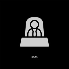 white boss vector icon on black background. modern flat boss from human resources concept vector sign symbol can be use for web, mobile and logo.