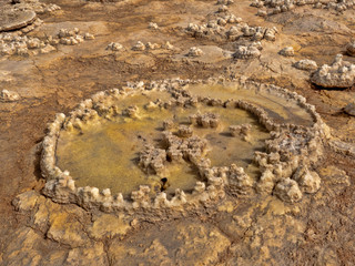 Salt crystals in the Danakil depression create solid craters of various sizes. Ethiopia