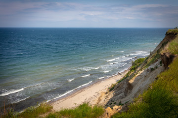 the steep coast of Boltenhagen in fine weatherv