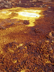 Salt crystals in the Danakil depression create an incredible variety of colors. Ethiopia
