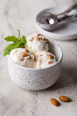 Organic Vanilla Ice Cream with Mint and Almond