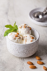 Organic Vanilla Ice Cream with Mint and Almond