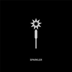 white sparkler vector icon on black background. modern flat sparkler from india and holi concept vector sign symbol can be use for web, mobile and logo.