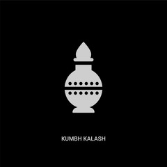 white kumbh kalash vector icon on black background. modern flat kumbh kalash from india and holi concept vector sign symbol can be use for web, mobile and logo.