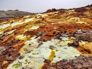 Salt crystals in the Danakil depression create an incredible variety of colors. Ethiopia