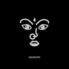 white navratri vector icon on black background. modern flat navratri from india and holi concept vector sign symbol can be use for web, mobile and logo.