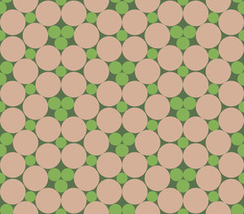 Seamless dots, seamless circles, abstract flowers. Geo, geometric pattern in beige and green. Seamless background with monotone pattern. Oriental simple background in vector.