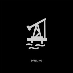 white drilling vector icon on black background. modern flat drilling from industry concept vector sign symbol can be use for web, mobile and logo.