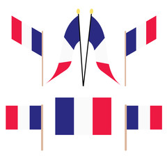 Bastille day flag set isolated on white background. 14Th of July, flag of France. Vector illustration.