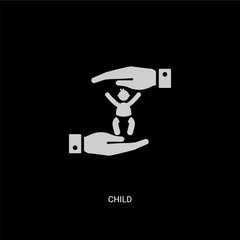 white child vector icon on black background. modern flat child from insurance concept vector sign symbol can be use for web, mobile and logo.