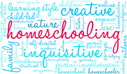 Homeschooling Word Cloud on a white background. 