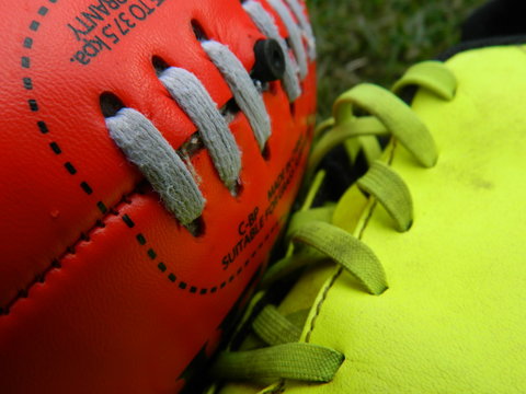 Close Up Of A Football And A Boot