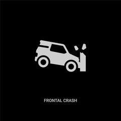white frontal crash vector icon on black background. modern flat frontal crash from insurance concept vector sign symbol can be use for web, mobile and logo.