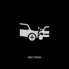 white side crash vector icon on black background. modern flat side crash from insurance concept vector sign symbol can be use for web, mobile and logo.