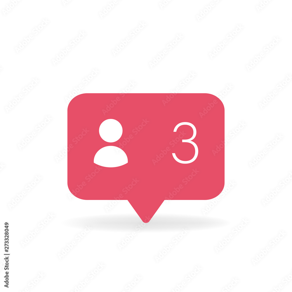 Poster follower notification icon. social media icon. user symbol or sign. user image with shadow. vector