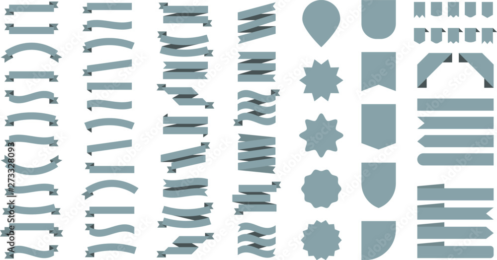 Wall mural flat vector ribbons banners isolated background. ribbon turquoise colored. set ribbons or banners. v