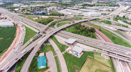 Fototapeta na wymiar Transportation Expressway Concept, Aerial View.