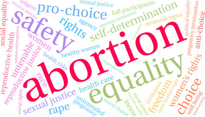 Abortion Word Cloud on a white background. 
